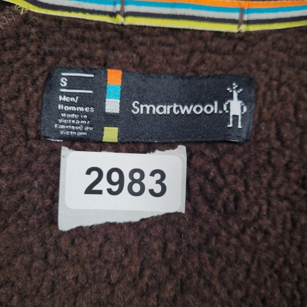 Smartwool Jacket Mens‎ Small Brown Wool Fleece Full Zip Thermal Outdoor SWOSP638